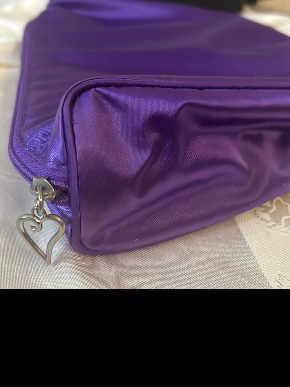 Victoria's Secret Purple Satin Fold-Over Cosmetic Case